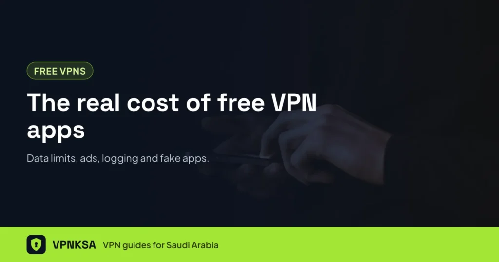 The real cost of free VPN apps, over a photo of a phone in low light